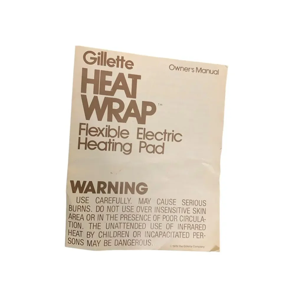 Vintage 1980 Gillette Heat Wrap Electric Heating Pad Model‎ 2820/2640 Flexible